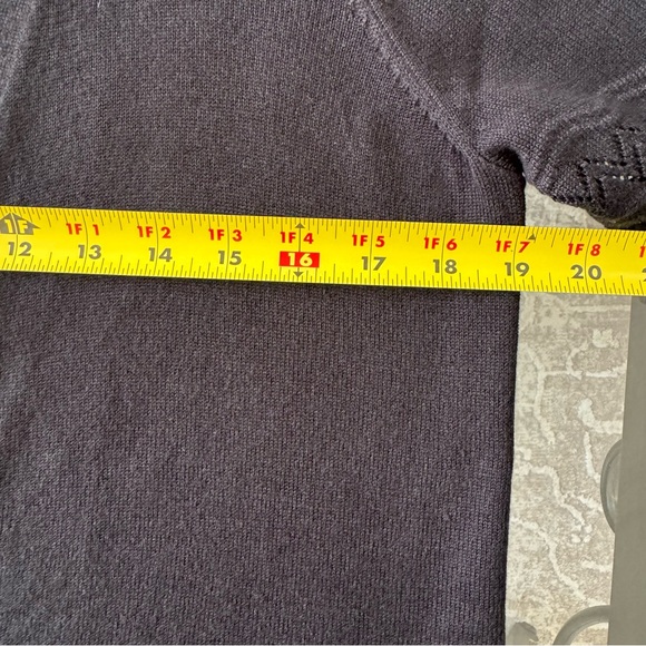 Laura Petite Black Short Sleeve Open Front Shrug Sweater Cardigan Size Small - Picture 6 of 7